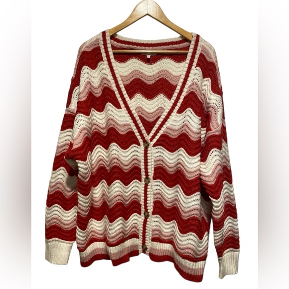 Maurices Wavy Striped Knit Cardigan Size 2XL - Picture 2 of 8
